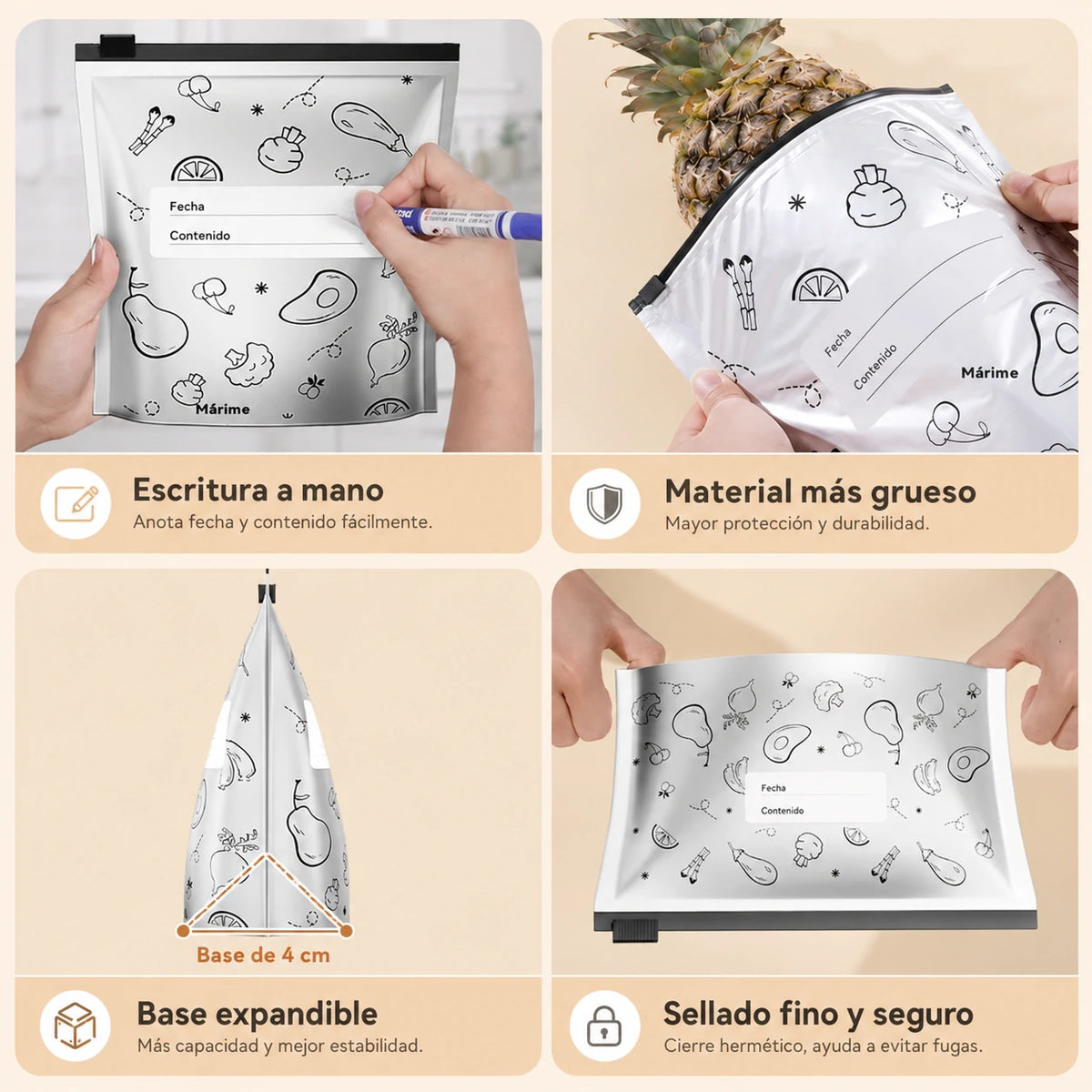 🥩【30 unidades】Bolsa hermética de papel de aluminio con cierre zip, apta para alimentos, para conservar la frescura en el frigorífico del hogar