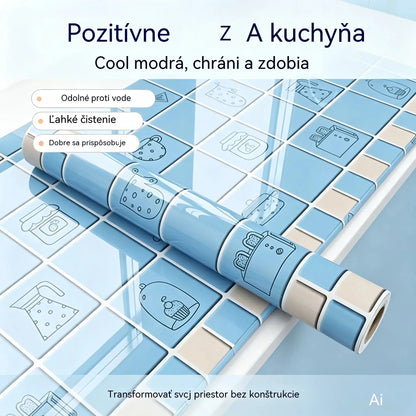 【60CMx8M】Olejovzdorné nálepky do kuchyne, vodeodolná samolepiaca tapeta, ochranná fólia na pracovnú dosku.