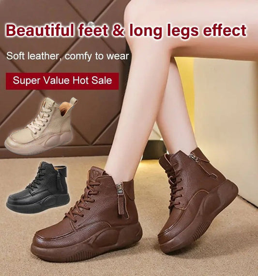 [30% popust] Novi športni in prosti škornji iz pravega usnja, martinki z debelim podplatom, udobni in neutrujajoči za noge