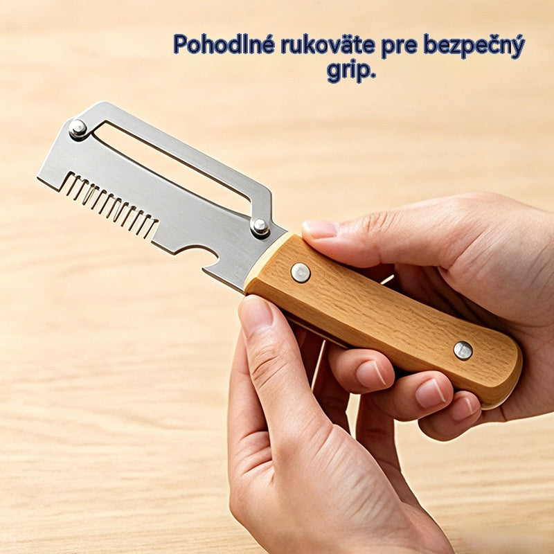 ✅Kúpte 1 a získajte 1 zadarmo (dva kusy)🧅🔪 Multifunkčná kuchynská škrabka 3 v 1: Šúpe, seká a otvára fľaše! 🔥