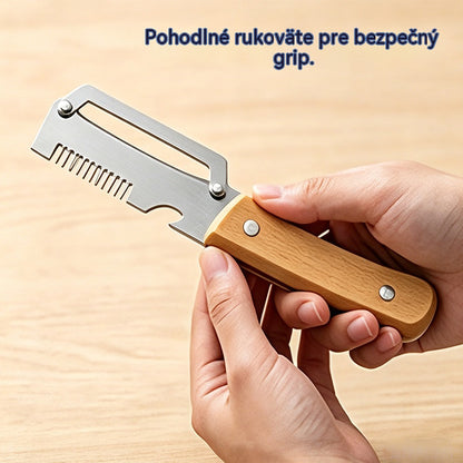 ✅Kúpte 1 a získajte 1 zadarmo (dva kusy)🧅🔪 Multifunkčná kuchynská škrabka 3 v 1: Šúpe, seká a otvára fľaše! 🔥