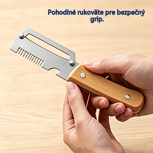✅Kúpte 1 a získajte 1 zadarmo (dva kusy)🧅🔪 Multifunkčná kuchynská škrabka 3 v 1: Šúpe, seká a otvára fľaše! 🔥
