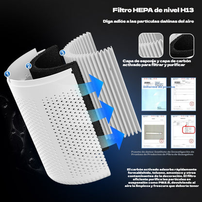 Purificador de aire para interiores—Elimina el humo de segunda mano, las partículas PM2.5 y el formaldehído.