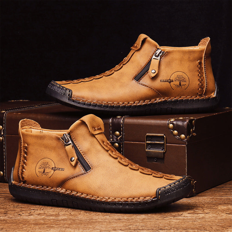 🥾Botas Martens para hombre hechas totalmente a mano con cuero genuino (tallas 38-48), con forro de felpa y cremallera – cálidas, cómodas y elegantes, ideales para el invierno.