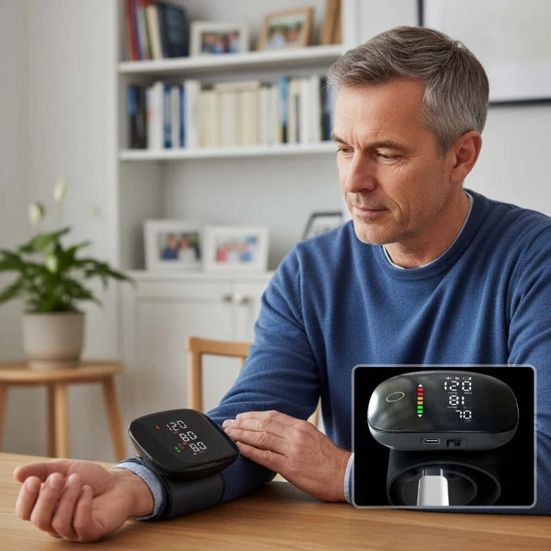 👴🩺📊Monitor de presión arterial de muñeca de grado médico, recargable con transmisión de voz precisa, dispositivo de medición de presión arterial en el hogar para personas mayores