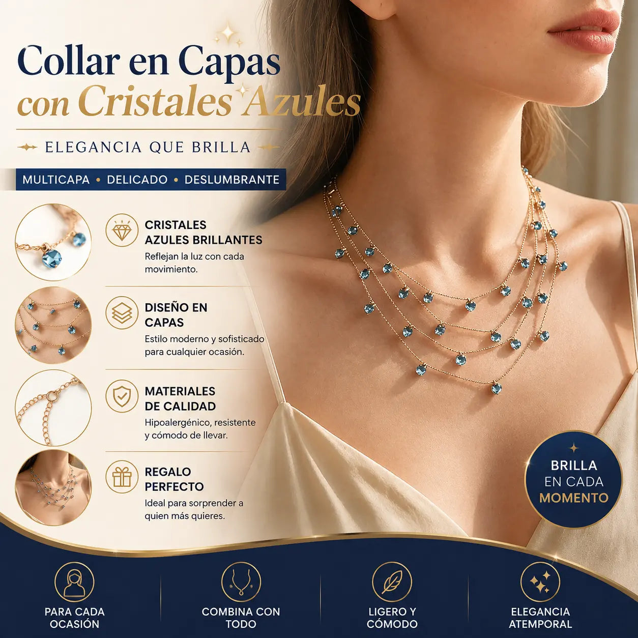 📢📢 ¡50% de descuento! ✨ Collar con colgante de clavícula brillante de múltiples capas para mujer