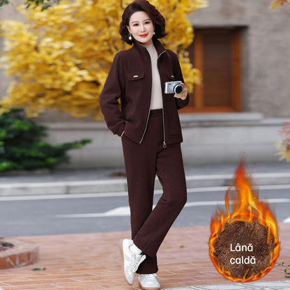 🔴💥【M-4XL】Conjunto deportivo casual para mujer de nueva moda de primavera y otoño, con diseño elegante, holgado, cálido y grueso de dos piezas.