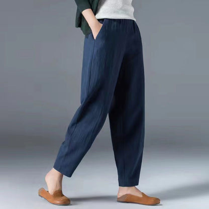 🌿50% DE DESCUENTO🔥【40-120 kg】Pantalones de mujer de algodón y lino de corte ancho, disponibles en tallas grandes