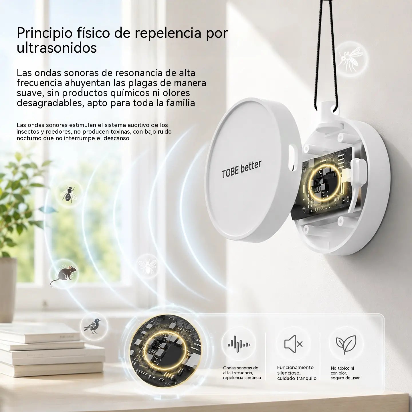🔥【2 piezas 27 euros】🐦 Repelente de pájaros ultrasónico portátil | Ahuyentador automático para palomas, ideal para balcones, jardines y exteriores