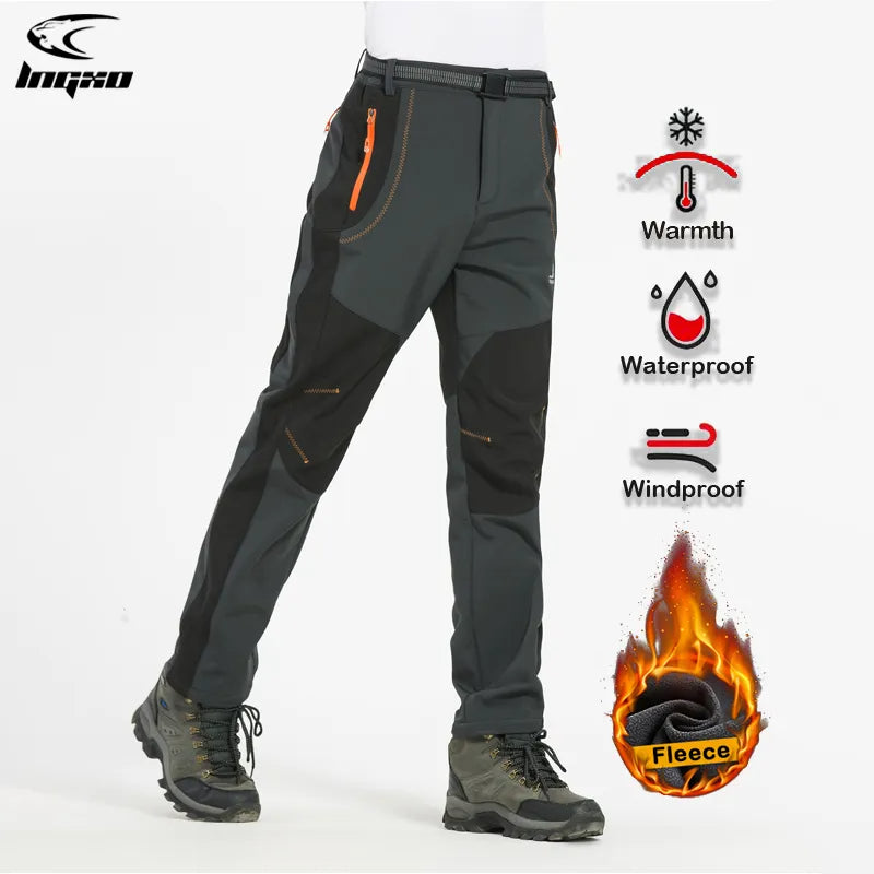 👖【S-5XL】Pantalones de senderismo engrosados impermeables y resistentes al viento para hombre, cálidos y transpirables