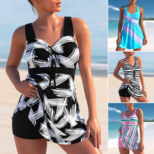 🌴🤽‍♀️49% zľava【S-5XL】Nové letné dámske pruhované plavky pre väčšie veľkosti, užite si voľný čas na pláži