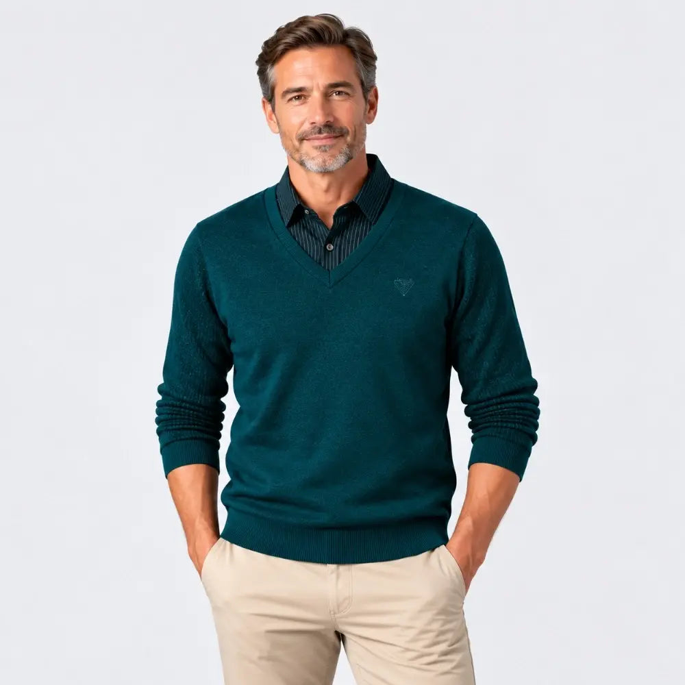 【M-4XL】Camisa de punto de dos piezas para hombre, versátil, para otoño e invierno