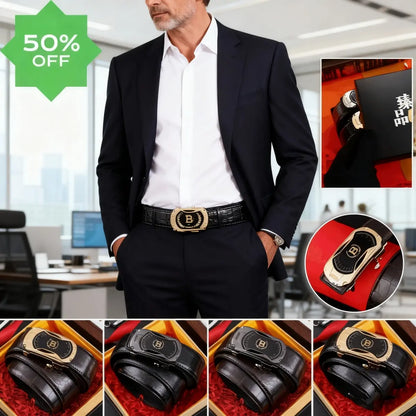Nuevo cinturón de hombre de cuero genuino con hebilla automática.