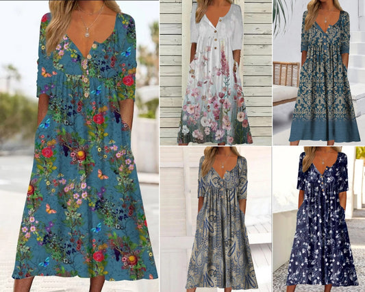 ✨👗【S-3XL】Výpredaj letných šiat 2025 s potlačou a vreckami
