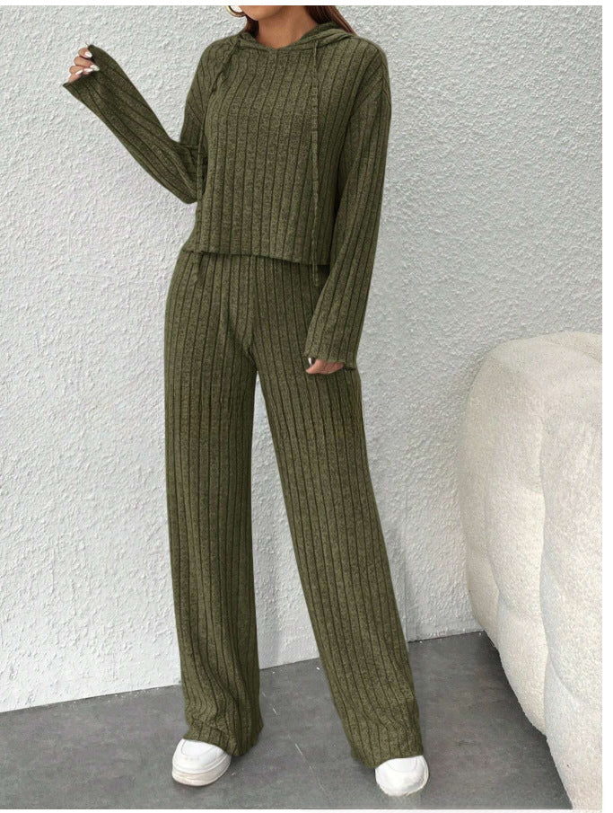 😍📢¡60% de descuento!📢 Cómodo conjunto de dos piezas de camiseta y pantalón de punto con escote elástico