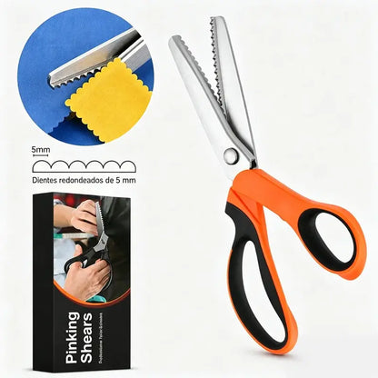 👗✂️ Tijeras de sastre con borde decorativo – Profesionales en corte zigzag y ondulado | Perfectas para telas, patchwork y proyectos DIY