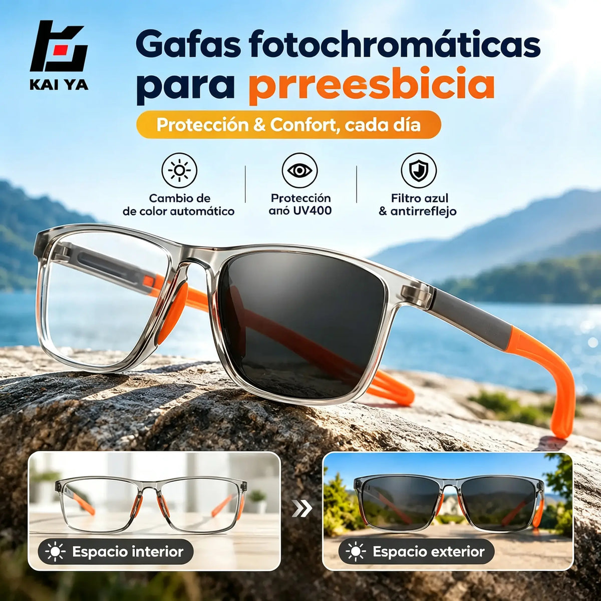 🕶️ Gafas de lectura fotocromáticas, ultraligeras y de alta definición, diseñadas especialmente para personas mayores.