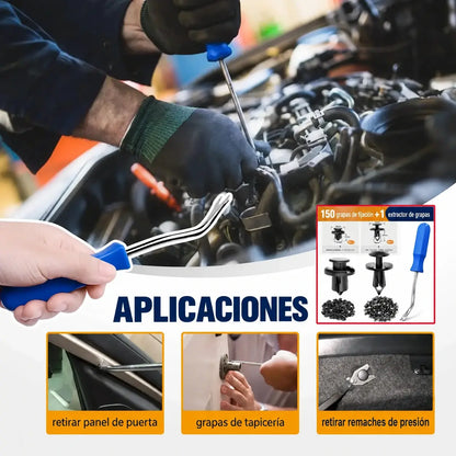 🧰🛠️【Juego de 150 piezas + alicates】Juego de hebillas de plástico para tornillos de expansión automotrices