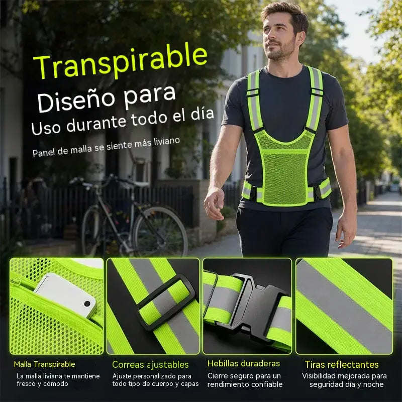 Compra uno y llévate otro gratis🔥【2 piezas】Chaleco reflectante de alta visibilidad, ajustable, con bolsillos, equipamiento seguro para correr.