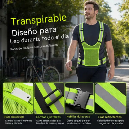 Compra uno y llévate otro gratis🔥【2 piezas】Chaleco reflectante de alta visibilidad, ajustable, con bolsillos, equipamiento seguro para correr.