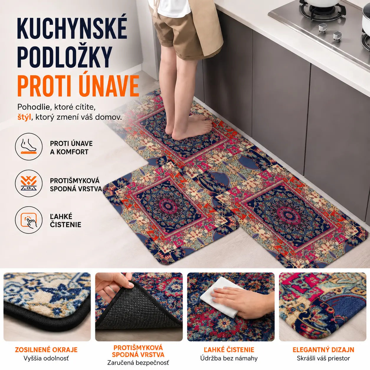 🧽 (40*60 cm + 40*120 cm) 2 kusy 29 € ✨ Super savá protišmyková kuchynská podložka z kremeliny