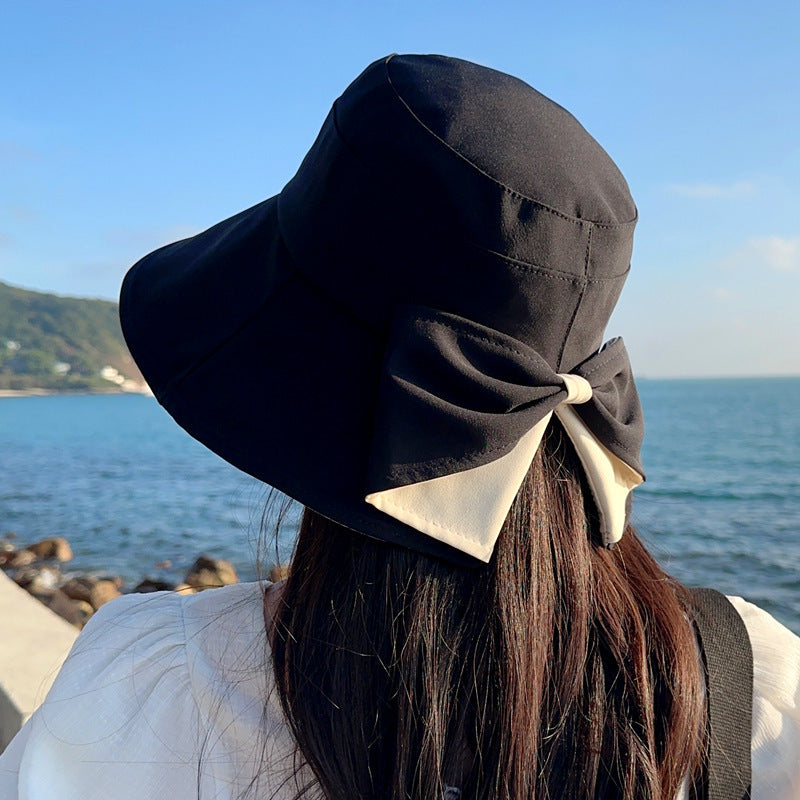 👒✨ Dámsky slnečný klobúk s mašľou a širokou krempou – skladacia, 360° ochrana 🎀