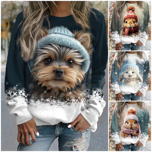 【Evento por tiempo limitado】🐇Lindo suéter de conejito con cuello redondo para mujer