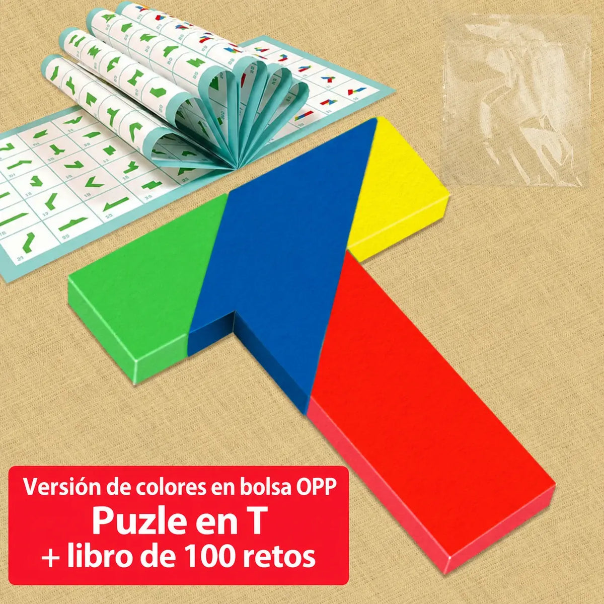 💕🎭 Rompecabezas tipo tangram en forma de T – Juguete versátil
