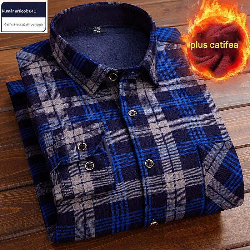 🔥👔【L-4XL】Jesenná zima zamatová kockovaná teplá košeľa ✅【45-95kg】 3809332