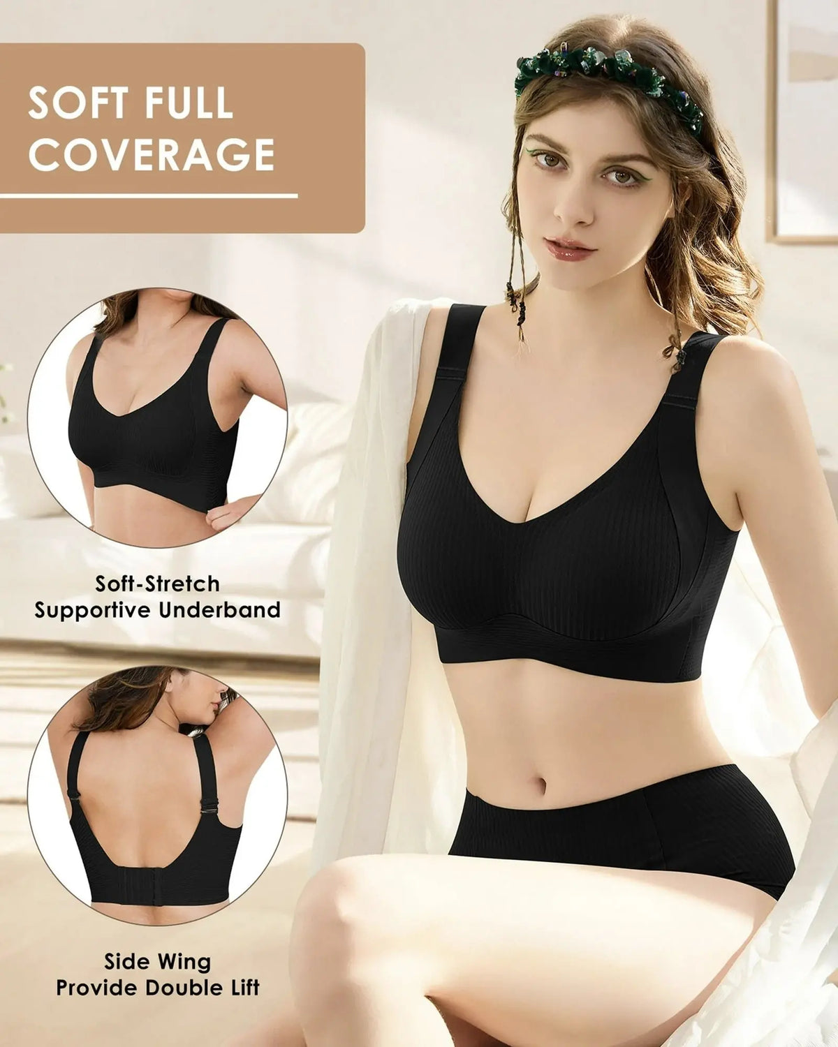 😍【Paquete de 4】Sujetador inalámbrico de una pieza para mujer❤️【40-95 kg】
