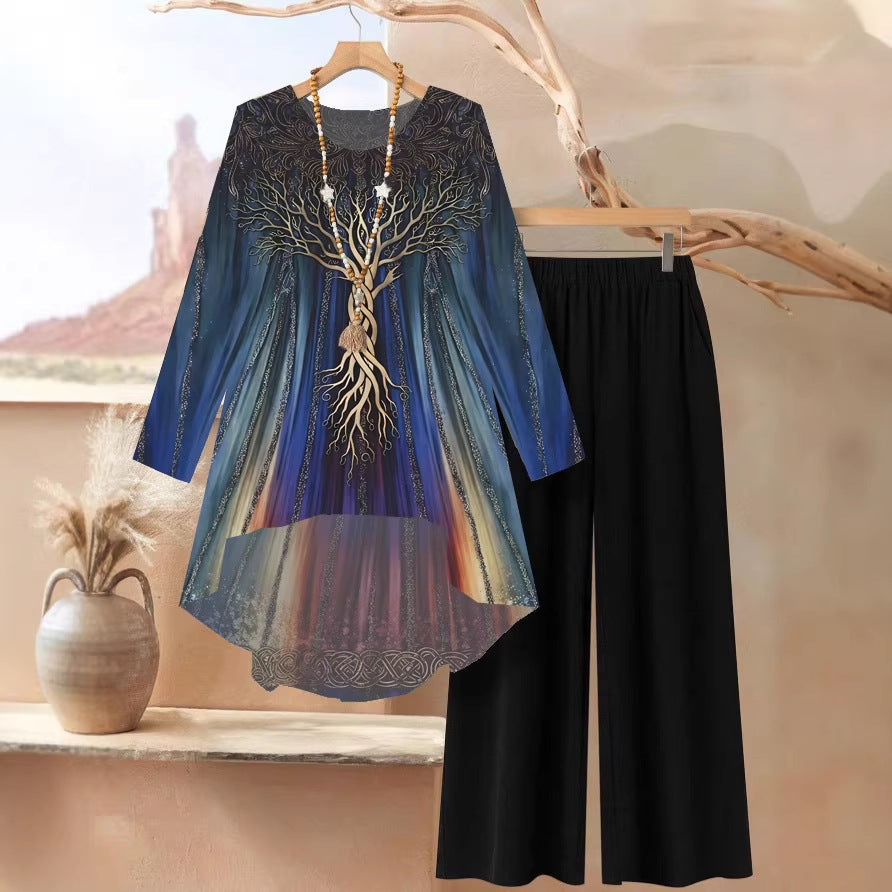 ⏳ Oferta por tiempo limitado ⏰【50-120 kg】👚 Conjunto informal de mujer con estampado de lunares, corte holgado.