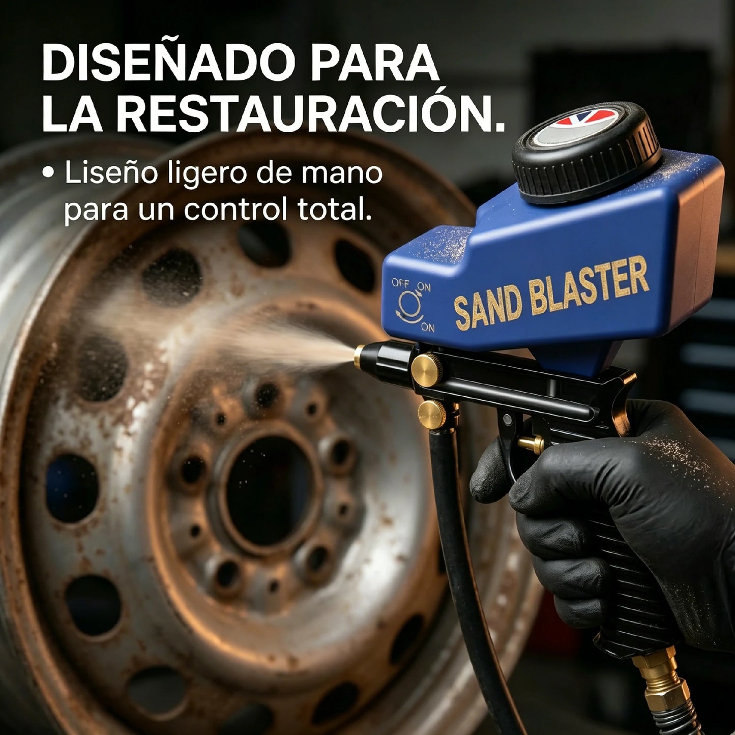🔫✨ Pistola de chorro de arena portátil con alimentación por gravedad – para óxido, grabado y desbarbado