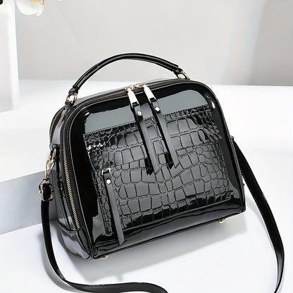 【50%OFF】Priamy predaj z továrne, lesklá crossbody kabelka z lakovanej kože