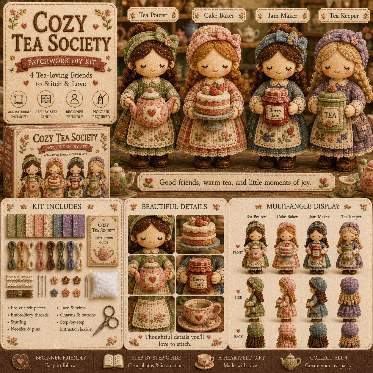 🎁Último día: ¡Disfruta de un 49% de descuento! 🧵 Kit de patchwork para armar en miniatura de la serie Garden Companions  en miniatura.