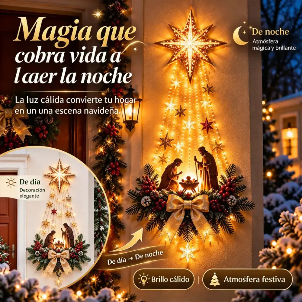 ✨🕯️ Belén Luminoso de Pared | Escena de Nacimiento con Luces LED | Decoración Navideña para el Hogar 🏠