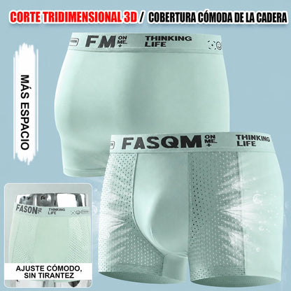 【6 piezas】Calzoncillos bóxer de malla transpirable de seda helada para hombre