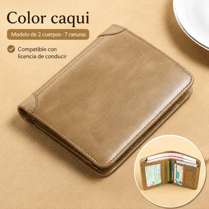 🐂✨ Nueva cartera de cuero genuino para hombre con sistema antirrobo
