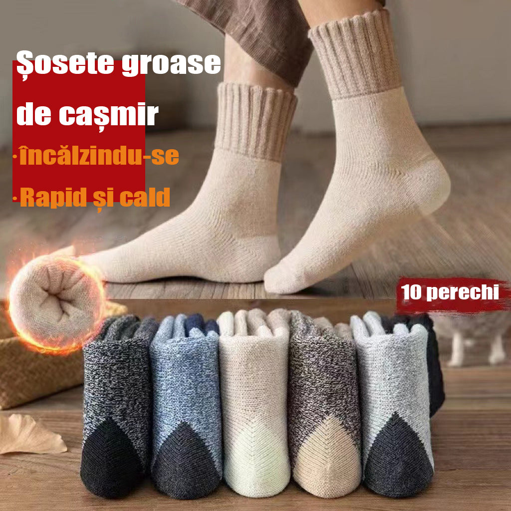 🥰【🐑10 párov】Hrubá vlna!🐑Vlnené ponožky Hrubé ponožky Pánske zimné plus Velvet Super hrubé teplé pánske ponožky so strednou trubicou