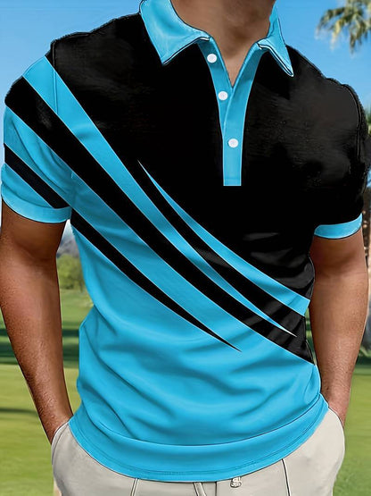 ¡NUEVA TENDENCIA! [S-6XL] Camisa Polo para Hombre Slim con Rayas 3D | Estilo Casual Básico