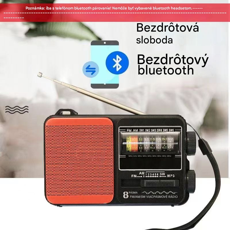 💥🏕️【Posledný deň, zľava za polovičnú cenu】Multifunkčné prenosné rádio s núdzovým svietidlom, AM rádiom, pevným diskom Bluetooth a viaczónovými zvukovými efektmi.