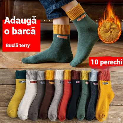 🧦【10 párov】Zimné ponožky do polovice lýtok z čistej bavlny s bavlneným, deodorizujúcim a zahusteným plným zamatom.