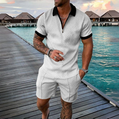 【Pago contra entrega.】Conjunto de verano para hombre: camiseta y pantalón corto cómodos, ideal para diario y casa.