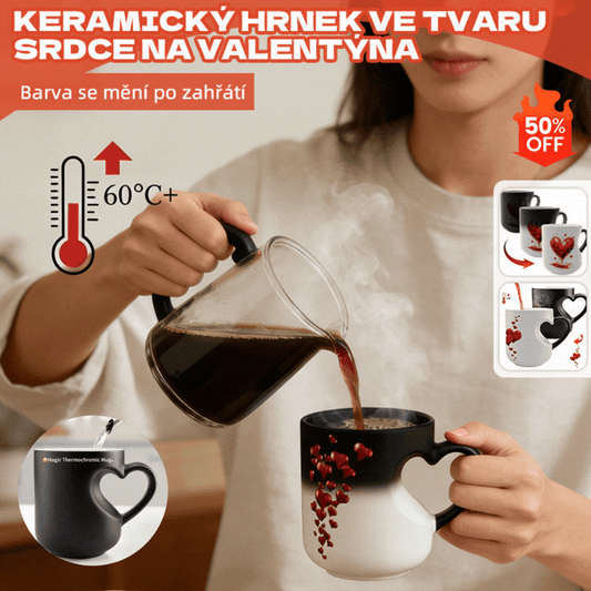 📢📢 ¡50% DE DESCUENTO! ⏰ Taza de cerámica para San Valentín con asa en forma de corazón y cambio de color 💝✨