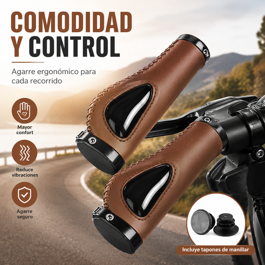 【¡AHORA CON UN 50% DE DESCUENTO!】 Puños ergonómicos para manillar con apoyo para la palma de la mano: diseño de ala, doble bloqueo y TPR amortiguador.