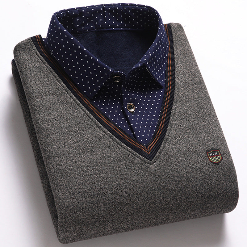 👔 [M-4XL] Camisa de punto para hombre más terciopelo para espesar y mantener el calor