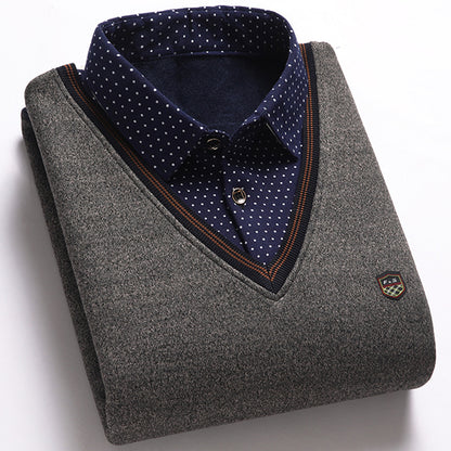 👔 [M-4XL] Camisa de punto para hombre más terciopelo para espesar y mantener el calor
