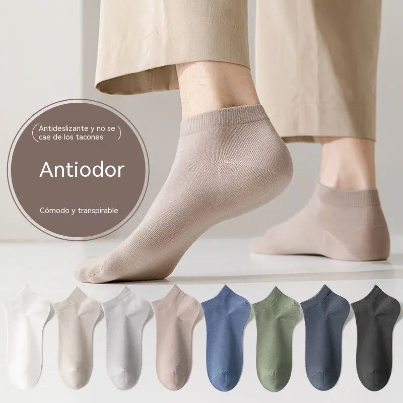 【8 pares】Calcetines cortos de algodón finos, transpirables y absorbentes para hombre, ideales para el verano.