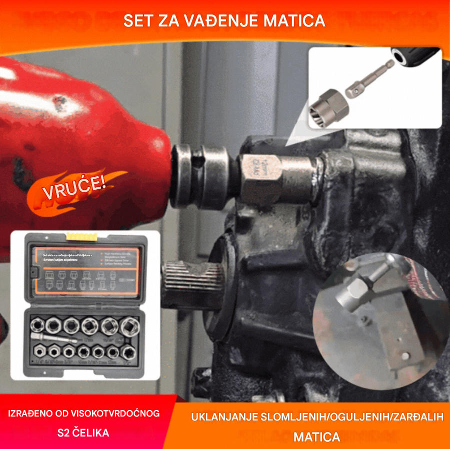 🔧🔥Set za uklanjanje glava vijaka 14 komada - alat za uklanjanje oštećenih vijaka i glava