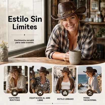 🤠 ¡50% de descuento! Sombrero vaquero vintage de ala ancha con banda decorativa