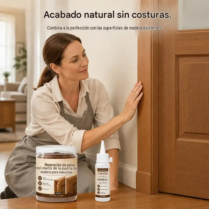 🥳Producto más vendido de 2026🥳🪵🛠️ Kit de reparación de puertas de madera: calidad profesional, adherencia superior a la madera original. Repara marcos, escaleras y muebles.